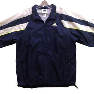 Adidas 3 Stripe Full Zip Windbreaker Jacket Mens Size XL Wooshing 90s VTG Neon